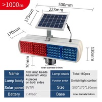 Balise d'avertissement solaire à LED rouge réfléchissante, étanche IP65, clignotante pour la sécurité des barricades routières