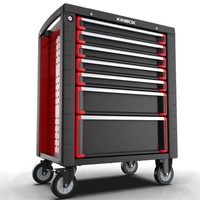 Kinbox Chariot à outils d'atelier professionnel avec 185 pièces Outils à main de mécanicien Ensembles d'outils de plateau EVA