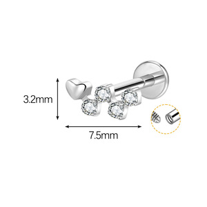 G23 Titan Đánh Bóng Vàng Hoa 4 Đá Quý Labret Mũi Vách ngăn Vòng Xoắn Sụn Bông Tai Xỏ Khuyên Đồ Trang Sức Cho Trẻ Em - Product Image 5