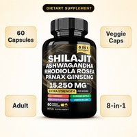 Complément alimentaire 8-en-1 Shilajit Ashwagandha Rhodiola Ginseng en capsules végétales (60 unités) – Marque privée OEM ODM