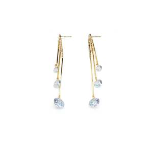 Boucles d'oreilles pendantes tendance en acier inoxydable 316L plaqué or PVD, durables et résistantes, avec longues pampilles en cristal, bijoux statement - Product Image 1