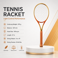 Raquette de tennis professionnelle en fibre de carbone 295g non cordée, taille de tête 100, 27 pouces, motif de cordage 1619 pour joueurs adultes