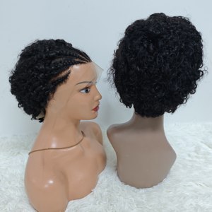 Letsfly Promotion 23$ <b>Braid</b> Curly <b>Wig</b> 13x4 Lace Frontal Black 10inch Short Brazilian Hair 100% Human Hair <b>Wig</b> Wholesale 140gram - Product Image 4