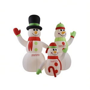 Décorations de jardin de Noël pour l'extérieur, famille de bonhommes de neige gonflables, 345385, décoration en tissu multicolore - Product Image 1