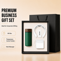 Ensemble cadeau d'affaires promotionnel de luxe personnalisé, masseur de cou à vide personnalisé, batterie externe, impression sérigraphique pour usage au bureau