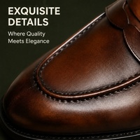 DL011 Mocassins Penny Marron Foncé pour Hommes en Cuir Véritable à Enfiler Chaussures Plates Décontractées pour le Bureau et le Quotidien