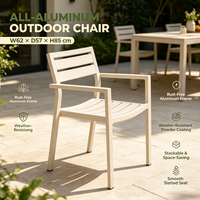 Chaise d'extérieur entièrement en aluminium, chaise de patio colorée résistante aux intempéries, fauteuil léger empilable pour jardin, bord de piscine, balcon