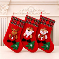 3-teiliges Set Samt-Weihnachtssocken Weihnachtsgeschenk-Süßigkeitentasche Frohes Neues Jahr Kamin Weihnachtsbaum-Deko Ornamente