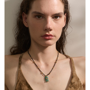 <span class=keywords><strong>Collar</strong></span> JINYOU 653 con Cuentas de Acero Inoxidable y Piedras Multicolores, <span class=keywords><strong>Collar</strong></span> con Colgante de Pez de Circonia Cúbica y Piedra Natural - Product Image 4