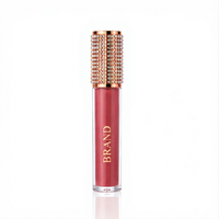 Rouge à lèvres mat minéral bio longue tenue personnalisé, avec étiquette en cuir, anti-transfert, tube brillant, format échantillon, maquillage de fête
