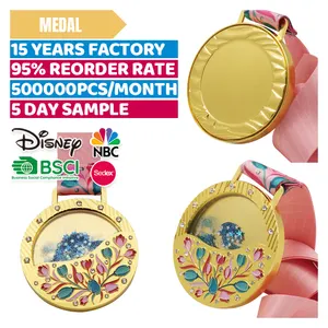 Design Your Own Custom Medal Zinc Alloy 3D Metal Sport Quicksand Race Gold Plating Finisher Award Medals Sport With Ribbon