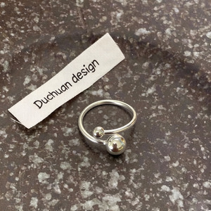 S925 Sterling Silver Double Ball <b>Open</b> <b>Ring</b> For Women Minimalist Everyday Wear Jewelry - Product Image 4