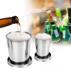 Taza Plegable de Acero Inoxidable, Taza Portátil para Beber Agua, Tazas Telescópicas Retráctiles y Plegables para Viajes al Aire Libre con Llavero - Product Image 1