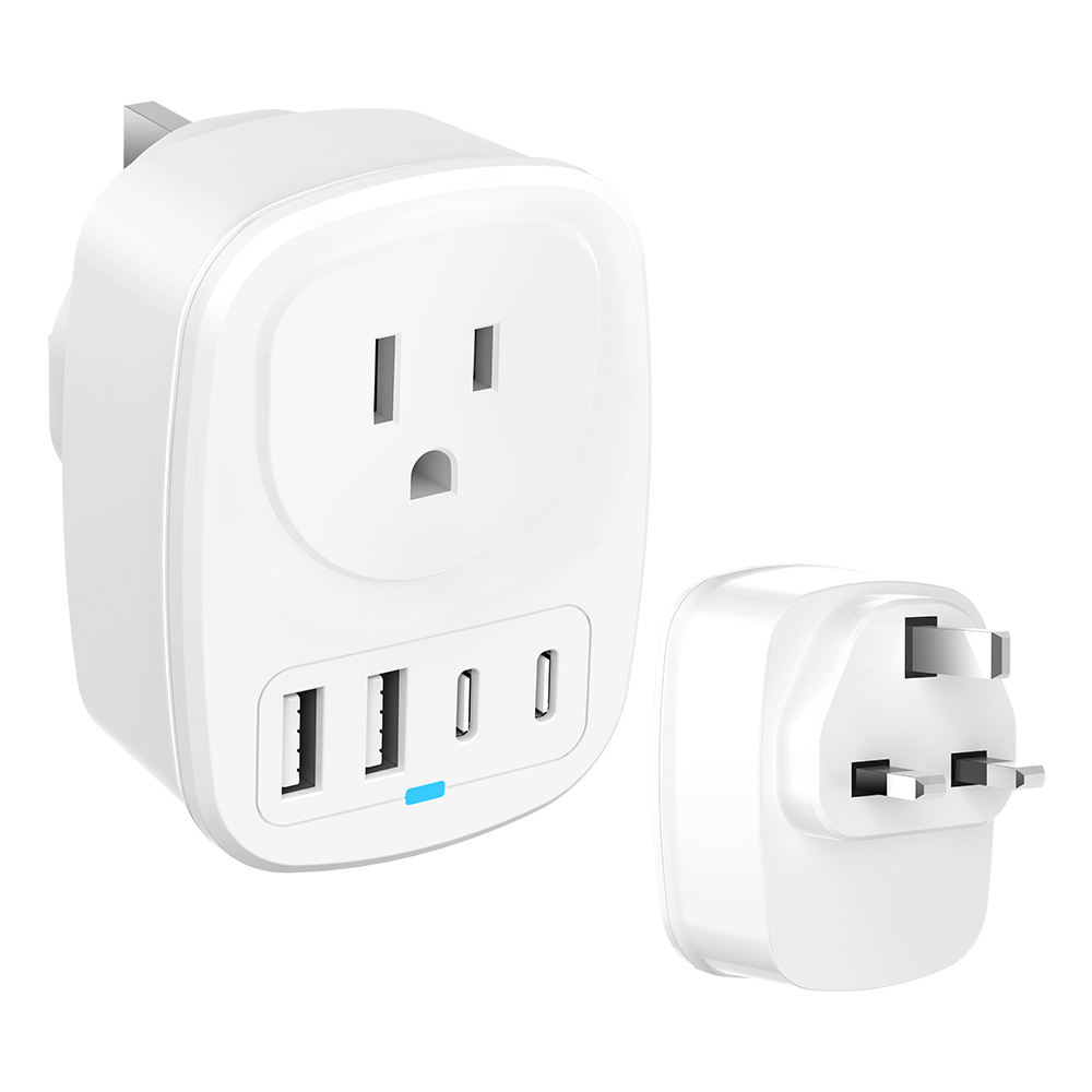 HONPNK Universal Plug Adapter Travel Essentials From Type A/B to BS for India Pakistan Singapore UK Kenya