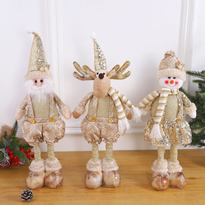 Long-Legged Christmas Elf and Snowman Elk Doll Ornaments Home Decor and Kids' New Year Gift Promotional Toys Bundle