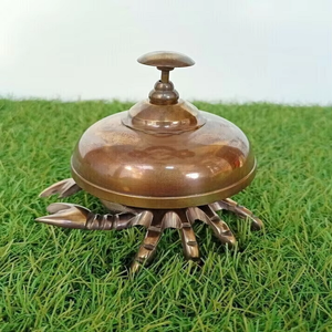 Campana de escritorio de latón antiguo duradero, diseño de cangrejo, artesanía de Metal hecha a mano pulida, campana de llamada de mesa de oficina de estilo religioso - Product Image 6