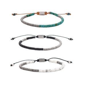 Bracciale alla Moda con Perline di Ematite Naturale, Unisex, Fatto a Mano, Impilabile, Regolabile, Regalo per l'<span class=keywords><strong>Amicizia</strong></span>, Gioiello per Uso Quotidiano - Product Image 1