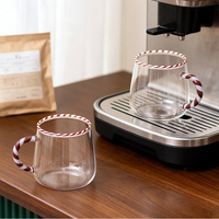 Mug à café en verre borosilicate 430 ml, design unique avec bords en spirale, décorations personnalisées, compatible lave-vaisselle et micro-ondes, nouveauté pour le bureau, vente en gros