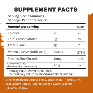 Gomitas de Vitamina C Natural OEM ODM 250mg 60 Unidades a Base de Pectina Marca Privada - Product Image 3