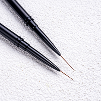 Ensemble de pinceaux professionnels pour nail art noir de haute qualité, personnalisés, ultra fins, pour liner, 5 pièces, 7/9/11/15/20 mm
