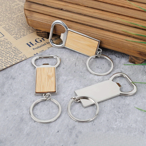 Custom Sublimation Wooden Bottle Opener Keychain Metal Rectangle <b>Key</b> <b>Ring</b> Promotional Gift Event Souvenir - Product Image 6
