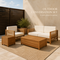 Ensemble de canapés d'extérieur en teck massif de luxe européen moderne, mobilier de jardin et de terrasse, fauteuil avec coussin à séchage rapide, table basse, hôtel