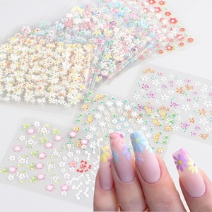 Popular Self-Adhesive 3D French Style Nail Art Decals Cross-Border Colorful <b>Flower</b> Heart <b>Stickers</b> Made of Plastic - Product Image 1