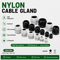 Presse-étoupe en nylon économique, étanche IP68, filetage M20S/PG13.5, en plastique PA66, certifiée CE RoHS pour panneaux électriques industriels