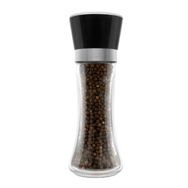 Popular luxury fast delivery kitchen salt pepper chili empty plastic seasoning grinders glass spice packing storage jars glass