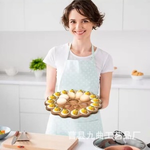 Bandeja de madera redonda para huevos con nueve compartimentos, estante de almacenamiento para mantener la frescura, ideal para fiestas - Product Image 3