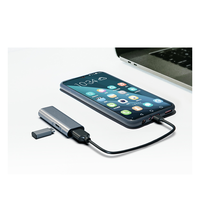 Hub de données multifonction 4-en-1 en métal Type-C, station d'accueil USB 3.0, lecteurs de cartes TF doubles, lecture/écriture simultanées, personnalisable B2B en gros
