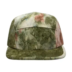 Custom High Quality 5 Panel Corduroy Camp Hat Outdoor Sports Camper Style Gorras Hat Flat Bill Camping Caps Customized