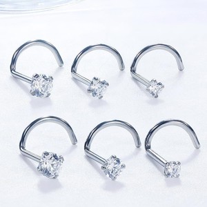 Titanium Alloy Zircon <b>Nose</b> <b>Studs</b> 1.5mm 2mm 2.5mm 3mm <b>L</b> <b>Shape</b> S <b>Shape</b> 7 <b>Shape</b> For <b>Nose</b> Lip Piercing Jewelry - Product Image 2