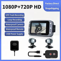 Caméra embarquée pour moto, étanche, enregistrement en boucle, double enregistreur de conduite pour moto, caméra avant 1080P et caméra arrière 720P, écran 3 pouces, DVR pour moto