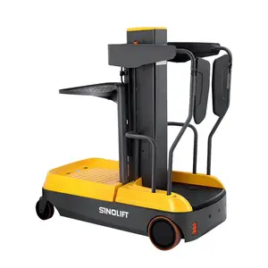 SINOLIFT Drivable Elevated Work Platform Low-Level Self Propelled Warehouse Package Stand-on Electric Order Picker Packer Lift
