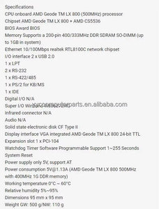 PM-LX-800-R11 100%OK PCI104 Mainboard Original Fanless IPC CPU Board <b>PC</b>/104 Embedded Industrial Motherboard PM-LX-800-R11 Mother - Product Image 2