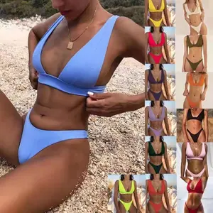 2022 New Coming Beach Wear Surfing Zweiteiliger Badeanzug Sexy Women High Waist Bikini für Frauen Erwachsene Druck muster
