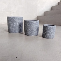 Juego de 3 Macetas de Flores de Hormigón Minimalistas de Alta Calidad, Color Gris Texturizado, Ecológicas, para Interiores/Exteriores, para Decoración del Hogar y Jardín