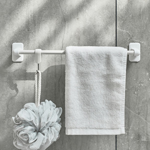 Anqin Porte-serviettes en plastique blanc, fixation par ventouse sans perçage, pour salle de bain et cuisine, support de rangement à barre unique, organisateur de chaussures et vêtements - Product Image 2