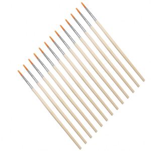 Petit pinceau à manche en bois pour enfants, rond et plat, pour peinture acrylique et aquarelle, matériel artistique - Product Image 2