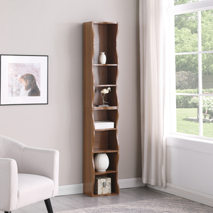 Libreria ultra sottile regolabile a 8 livelli con design a bordo ondulato per soggiorno o camera da letto - Product Image 3