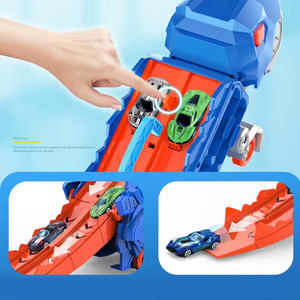 Camion de stockage de dinosaures 2 en 1 Jouet en métal pour avaler une voiture qui se transforme en <span class=keywords><strong>T</strong></span>-<span class=keywords><strong>Rex</strong></span> avec piste de course de voitures coulissantes - Product Image 5