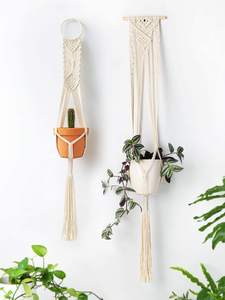 حاملات نباتات مكرمية عالية الجودة رائجة البيع، رف نباتات معلق، حامل نباتات جداري، حامل أواني نباتات زخرفي، طقم ديكور منزلي بوهيمي - Product Image 5