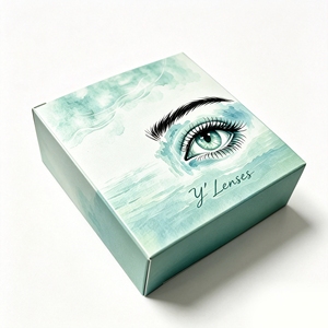 Caja de Lentes Vacía en Color Verde Lago, Caja de Papel Personalizada con Efecto UV Localizado para Lentes o Lentes de Contacto de Color Natural - Product Image 1