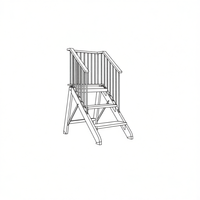Tabouret en bois TTAKE avec rampe d'escalier pour le rangement des outils, design d'échelle pliante à 3 marches, fabriqué en Italie
