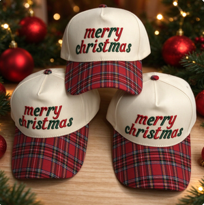 Cappellino da Baseball Ricamato '<span class=keywords><strong>Buon</strong></span> <span class=keywords><strong>Natale</strong></span>' con Visiera Tartan, Unisex, 6 Pannelli, in Cotone, Regolabile, per le Festività Natalizie - Product Image 2
