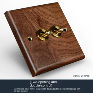 Interruptor de latón, interruptor de palanca de pared de 220V 10A16A, panel de madera 1/2/3 Gang.2 Interruptor de tornillo de latón de 2 vías, interruptor de luz de estilo retro, interruptor de luz de estilo retro de 1/2/3 vías - Product Image 3