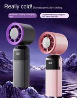 Ventilateur portable pliable à suspendre au cou, rechargeable, avec affichage numérique haute vitesse, refroidissement intensif, 4000 mAh, mini, de type power bank