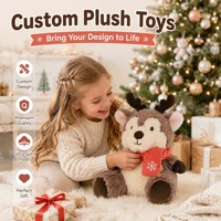 Peluche personnalisée de renne de Noël assis, jouet en peluche doux, décoration de vacances, cadeau, fabricant OEM ODM