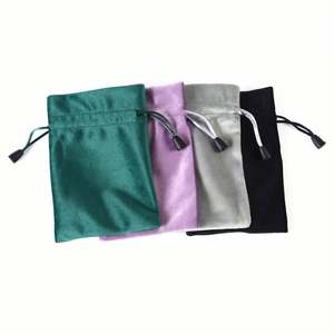 Custom Holiday Change Jewelry Storage Dust Proof <b>Drawstring</b> Velvet Bags for Jewelry With Green Logo - Product Image 2